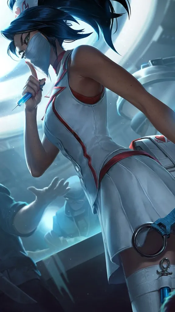 Nurse Akali skin splash art