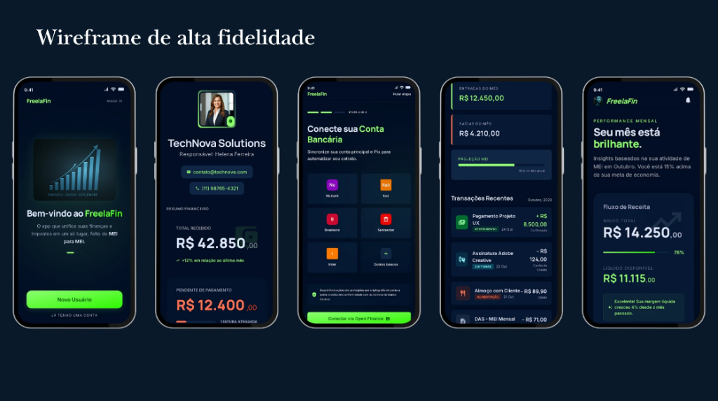 FreelaFin final high-fidelity screens