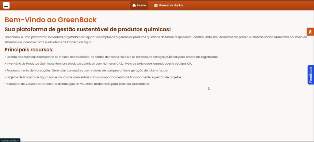 Greenback system developed in Mendix - Home